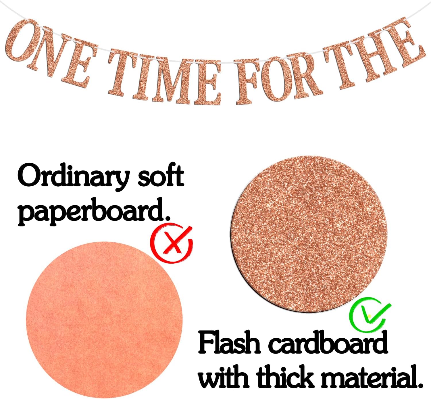 One Time for The Birthday B*tch Banner - Happy Birthday Bunting Backdrops - Funny Birth day Sign for Adult Anniversary Party Decorations Supplies, Rose Gold Glitter